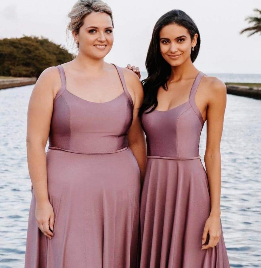 Model wearing a bridesmaids dress