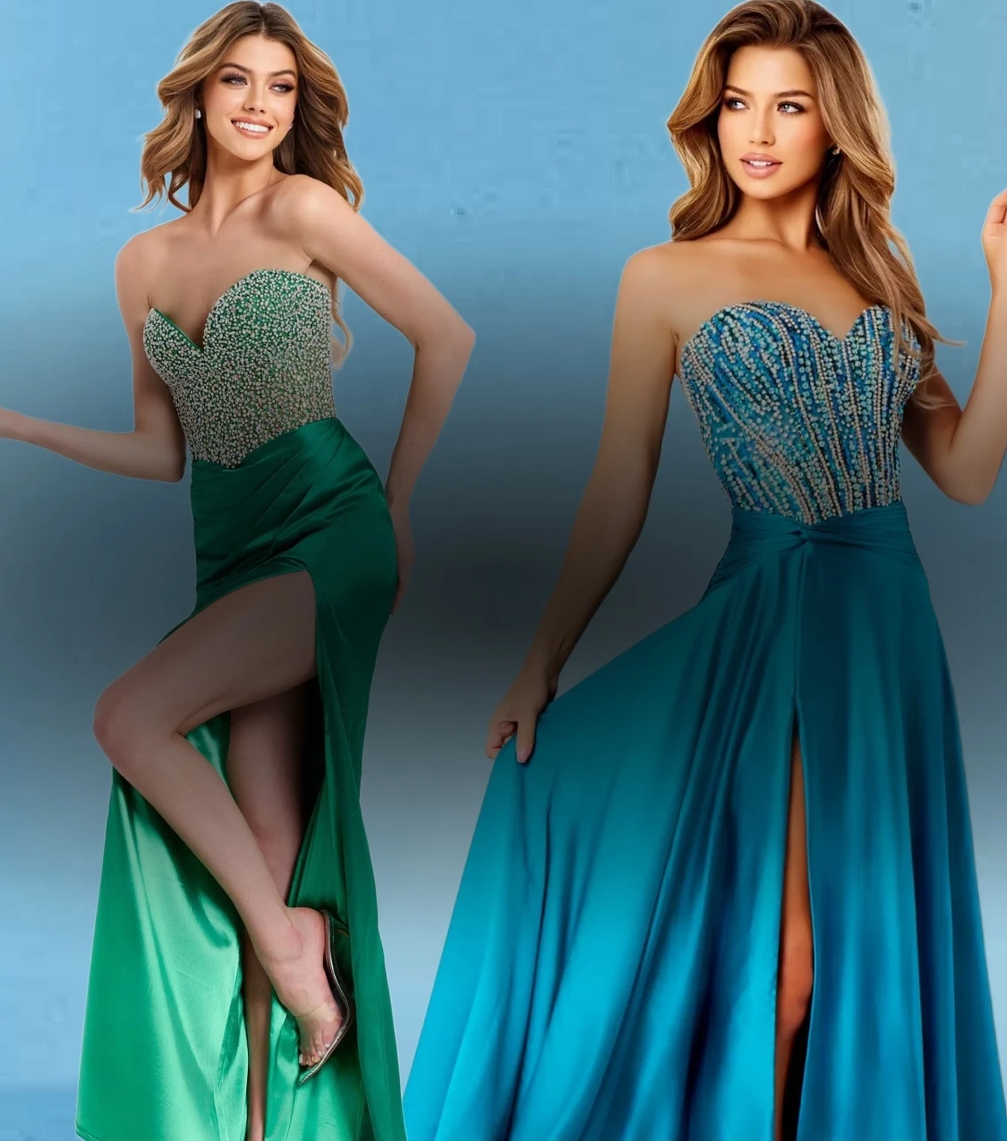 Model wearing a white gown. Mobile image